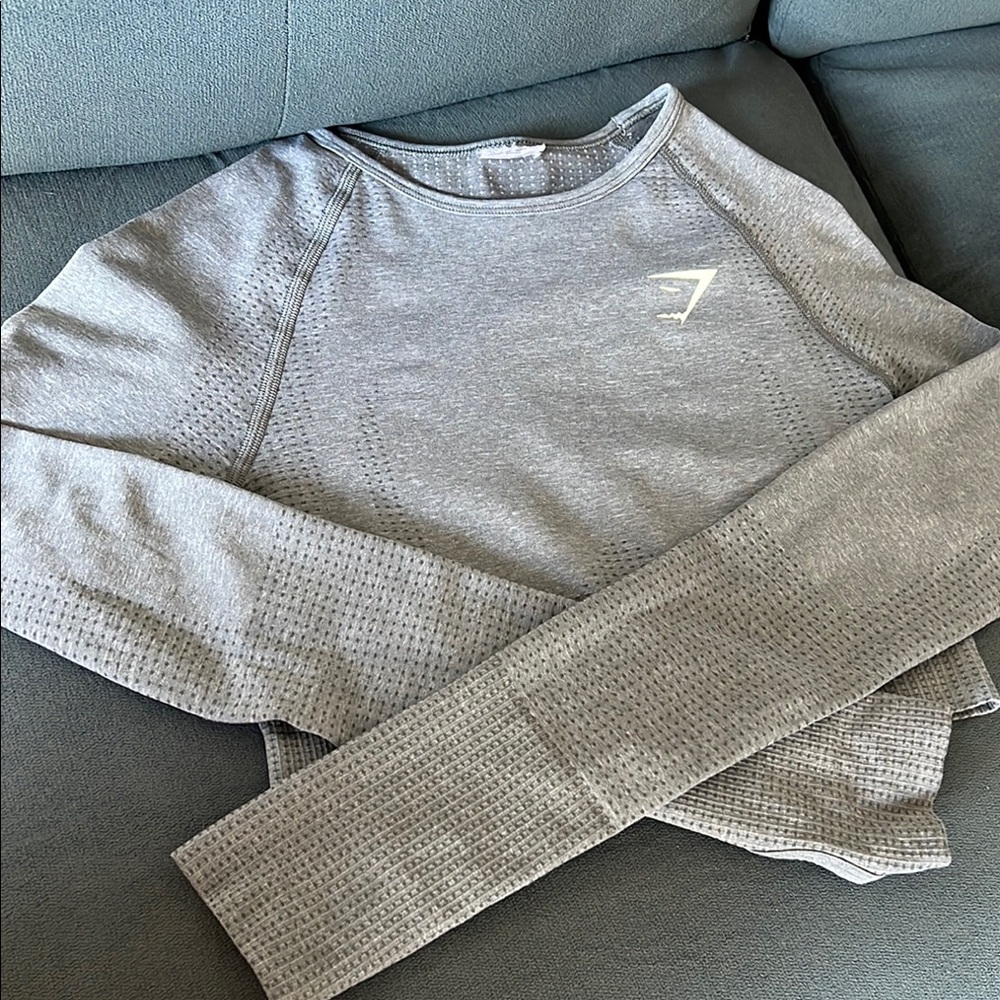 Gymshark Long Sleeve Gray Crop Top